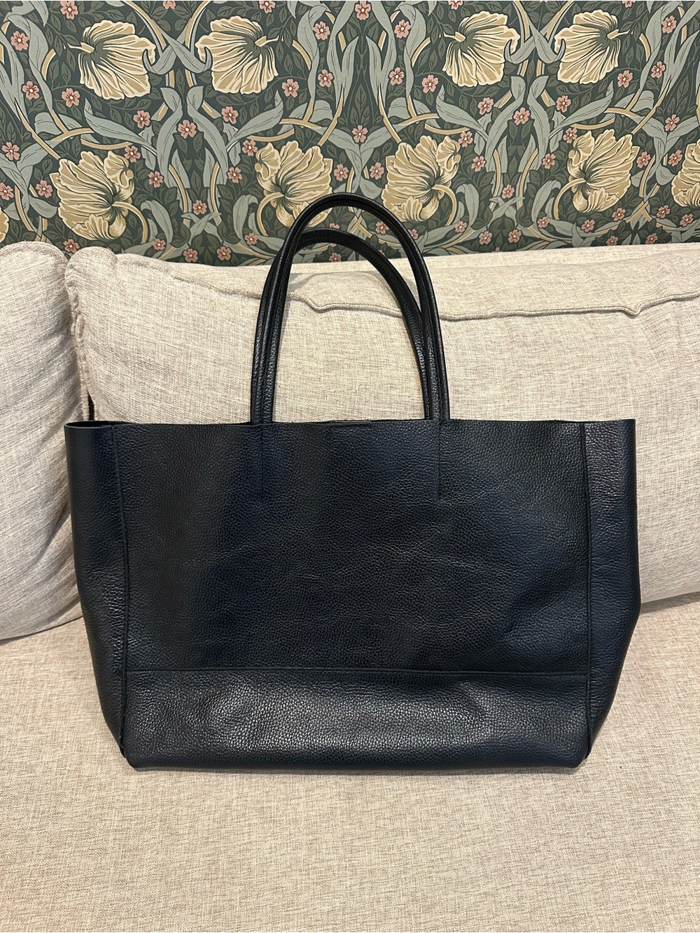 Classic Black Leather and Suede Tote Bag